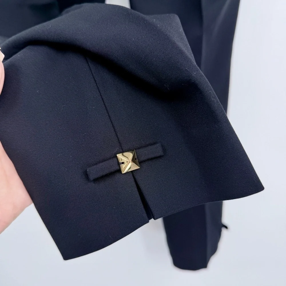 KATE SPADE Black Jackie Bow Stud Cropped Dress Pants 00
